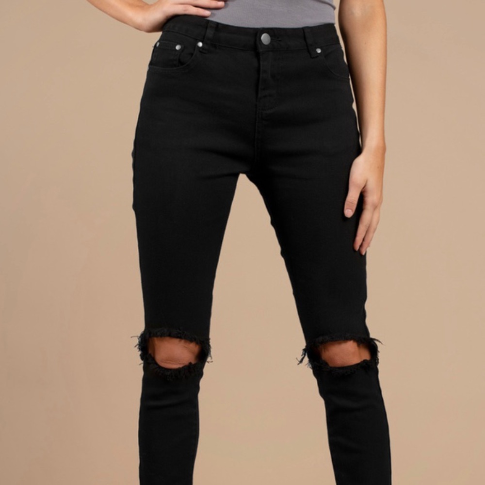 Tobi black ripped skinny jeans